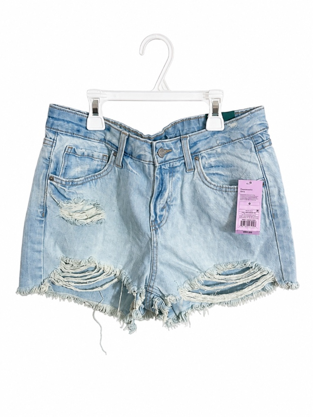 Light Wash High-Waisted Distressed Denim Shorts Size 6